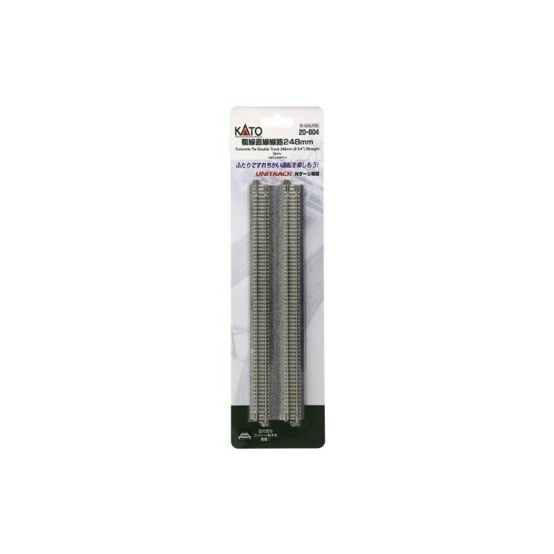 KATO 20-004 - N - 2 doubles droits 248mm - Unitrack Concrete