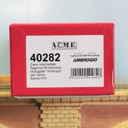 ACME 40282 - Wagon intermodal AAE Sggmrss 90, loué par AMBROGIO, avec deux conteneurs bâchés Ambrogio de 45 pieds, période V/VI