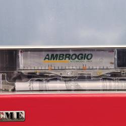 ACME 40282 - Wagon intermodal AAE Sggmrss 90, loué par AMBROGIO, avec deux conteneurs bâchés Ambrogio de 45 pieds, période V/VI