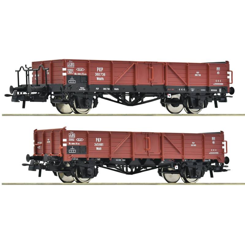 Roco 6600150 - Coffret de 2 wagons de marchandises découverts, PKP