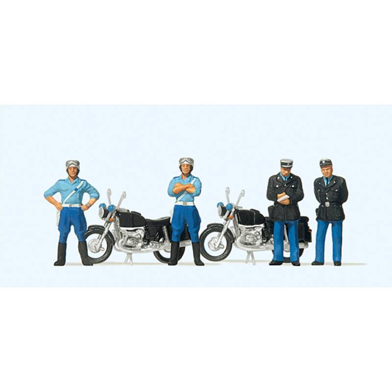 Preiser 10231 - Gendarmerie et police française  avec motos - HO 1/87