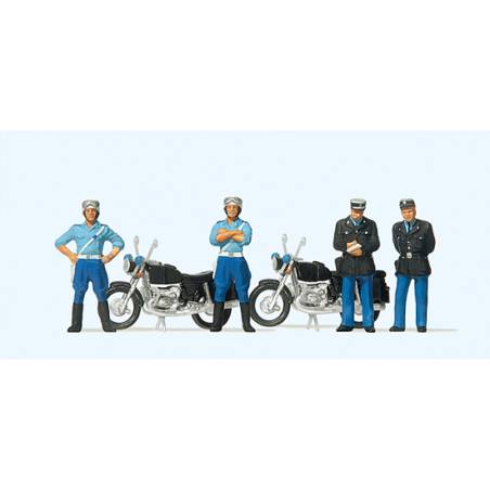 Preiser 10231 - Gendarmerie et police française  avec motos - HO 1/87