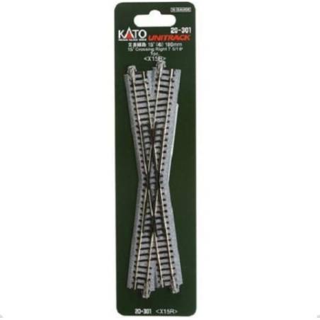 kato 20-301 - N - Croisement 15° droite - 186mm 193mm (déviation) - Unitrack