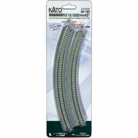 20-183 - N - 2 doubles courbes R315/R282mm 45° - Unitrack Concrete
