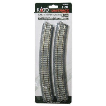 2-242 - 4 courbes transition plat vers dévers - R730mm 22,5° - Unitrack Concrete