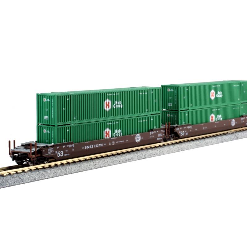 106-6177 - N - N Gunderson MAXI-IV BNSF "New Logo" - 3 wagons avec 6 conteneurs
