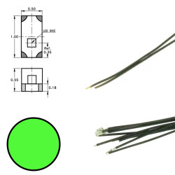 DR60090 - LEDs vertes avec fils - 5X