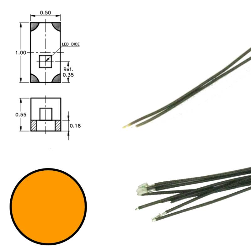DR60092 - LEDs oranges avec fils - 5X