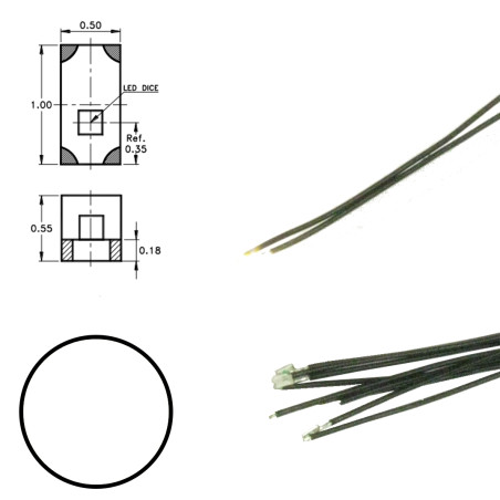 DR60093 - LEDs blanches avec fils - 5X