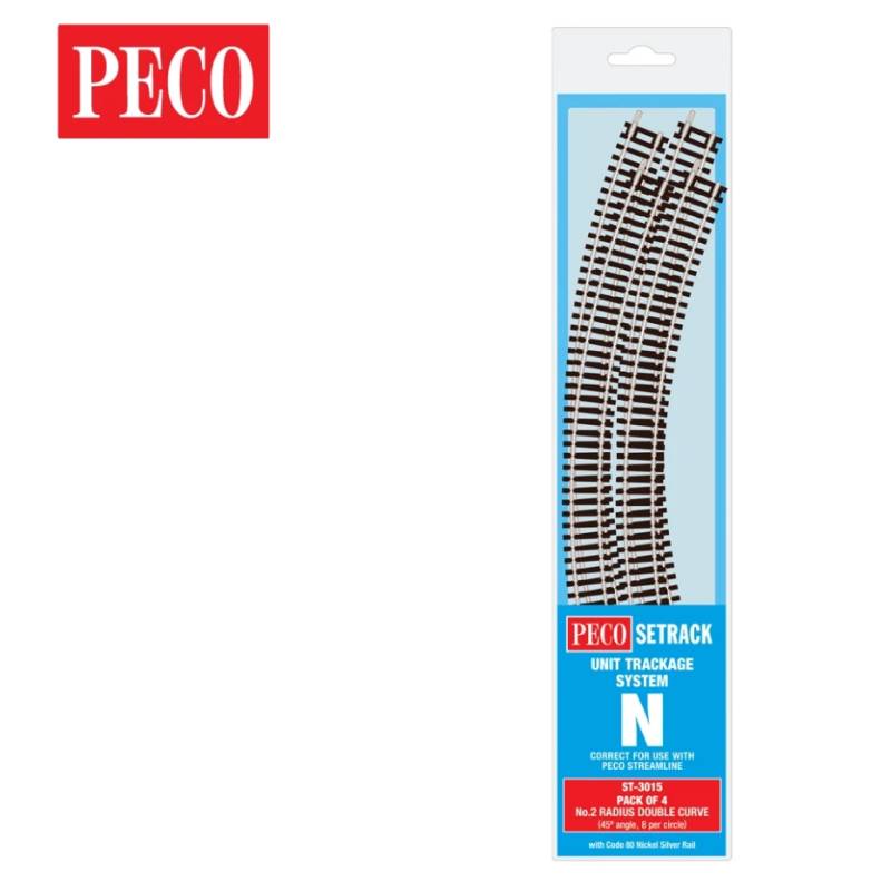 peco ST-3015 - N - Setrack code 80 - 4 courbes 45° (8 pour un cercle)