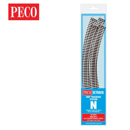 peco ST-3015 - N - Setrack code 80 - 4 courbes 45° (8 pour un cercle)