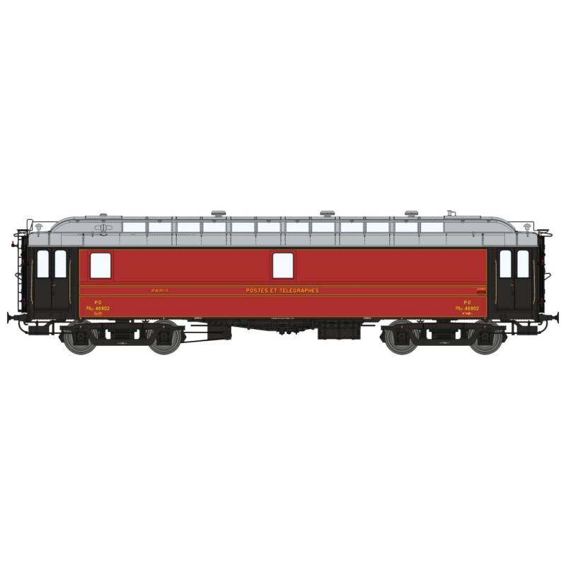 Ambulant OCEM 16m PAyi rouge foncé, toit gris clair, bogie Y2, N° 46902 Ep.II - PO